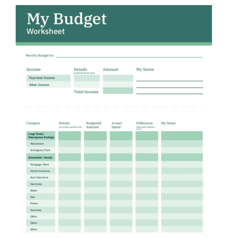 Clever Girl Finance Budget template
