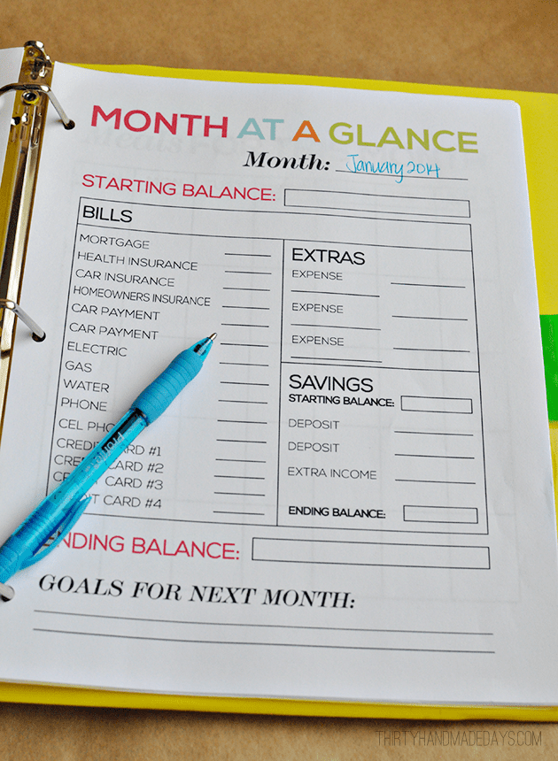 free printable monthly budget template