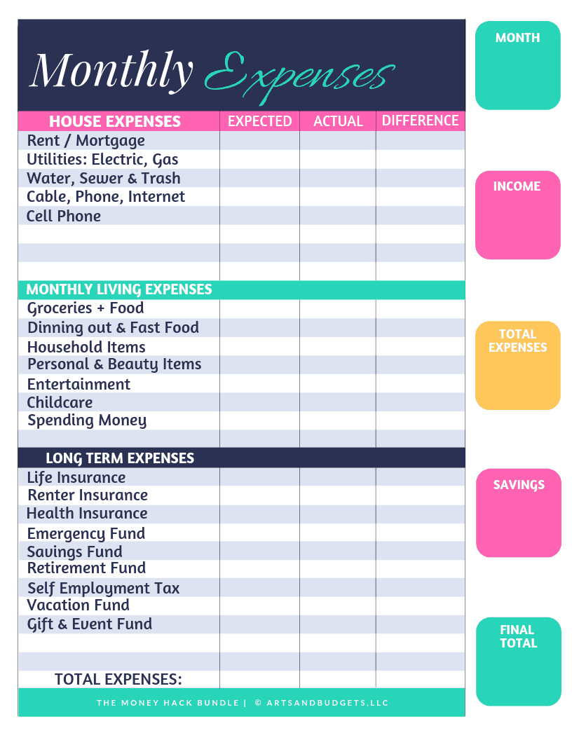 budget expense tracker printable