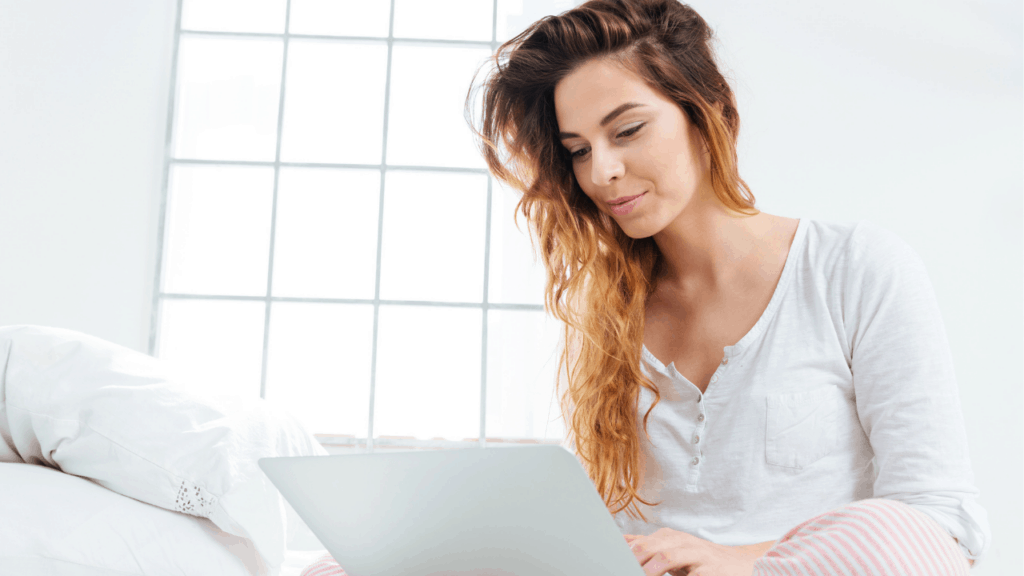 Woman on computer blogging