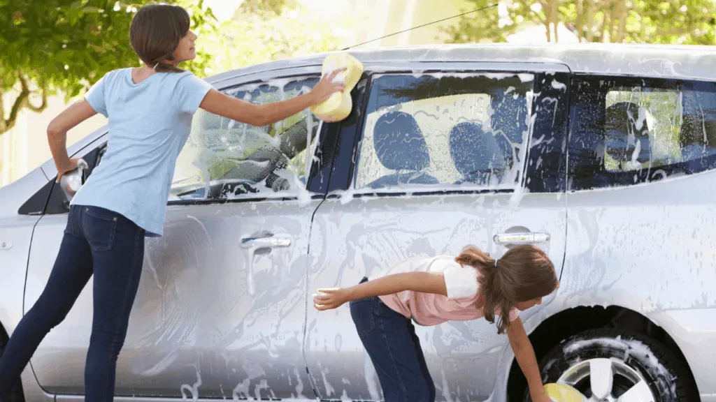 kids washing cars