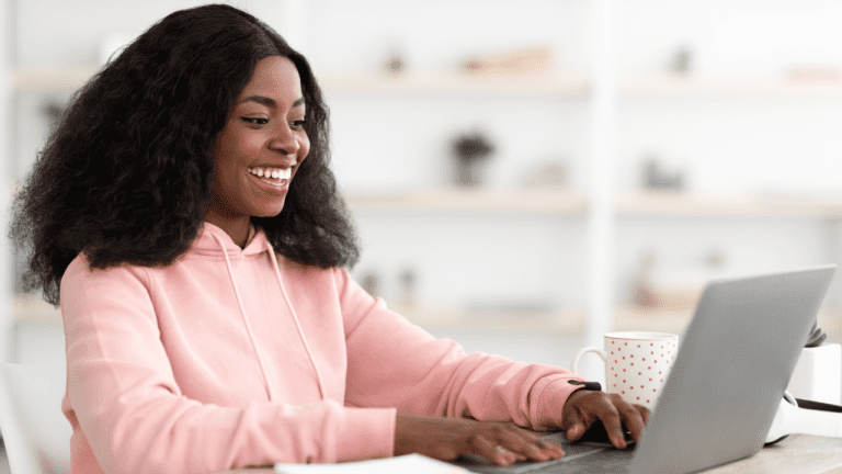 woman on laptop 15 dollars an hour