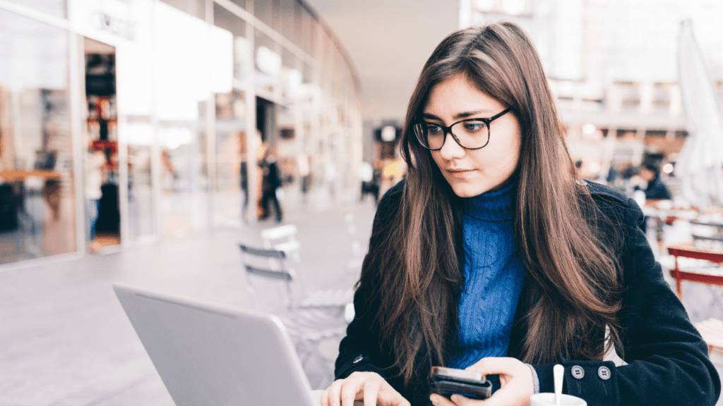 woman on the computer