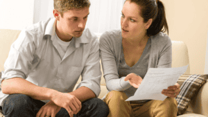 couple looking over documents